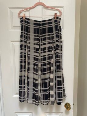 Zara Black & White Plaid A-Line Skirt